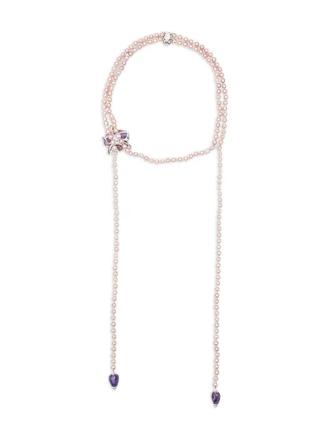 Cartier 18kt white gold Floral pearl and methyst necklace
