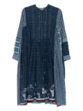 INJIRI patchwork checked midi dress - Blue