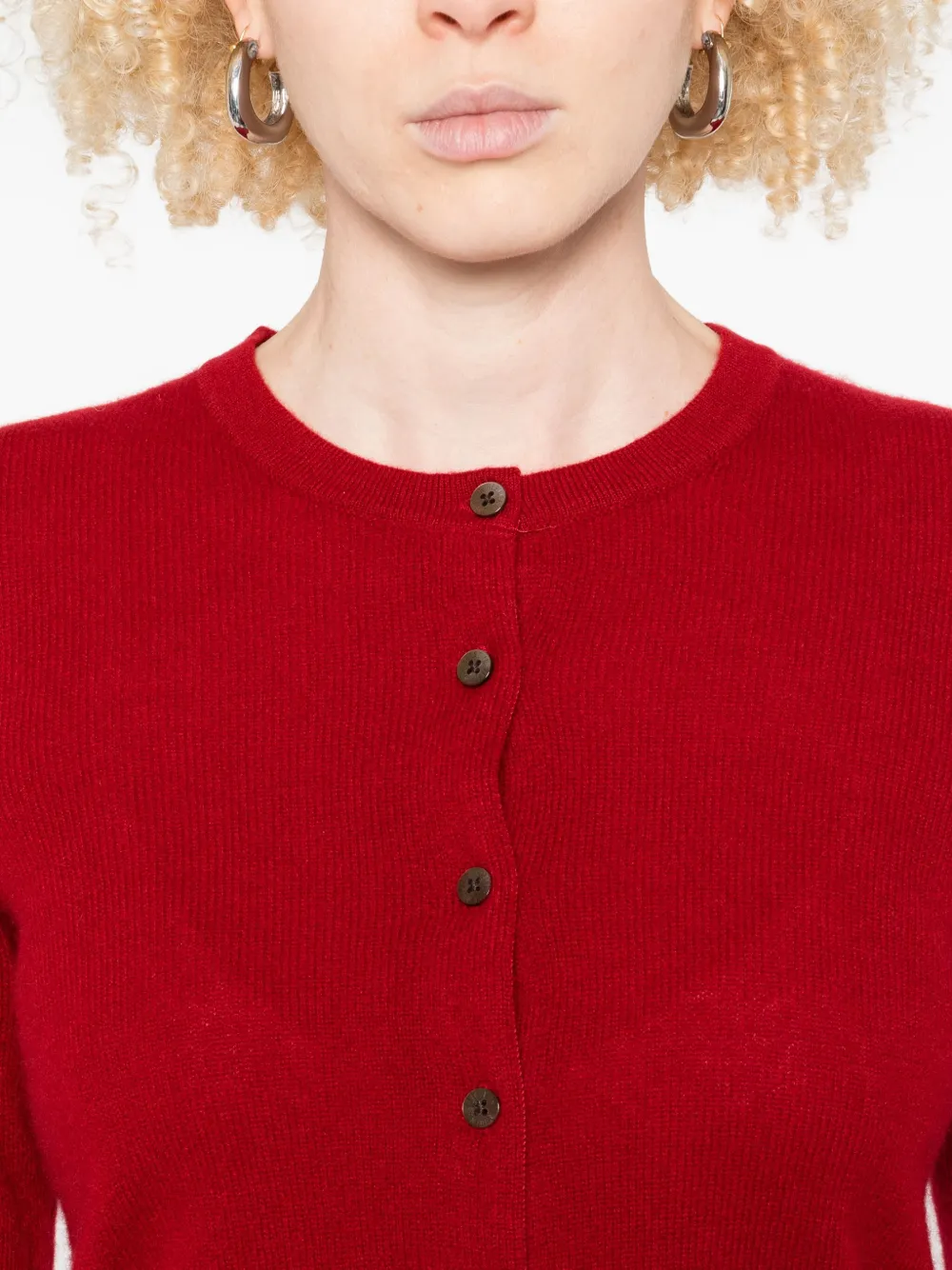 Guest In Residence Long-sleeve Button Cardigan In Red