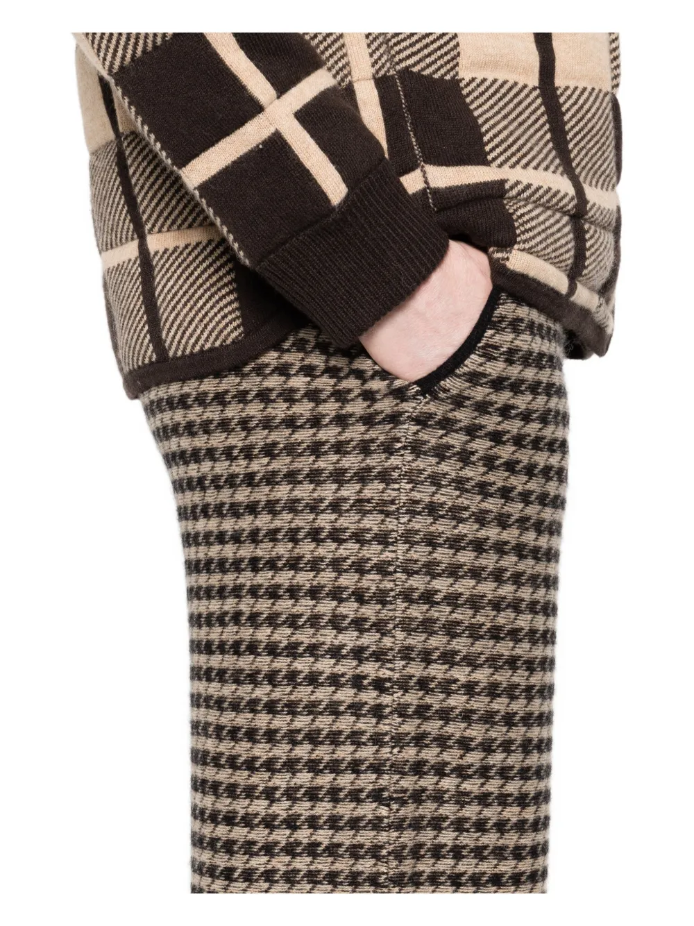 Guest In Residence Houndstooth Knit Trousers In Black