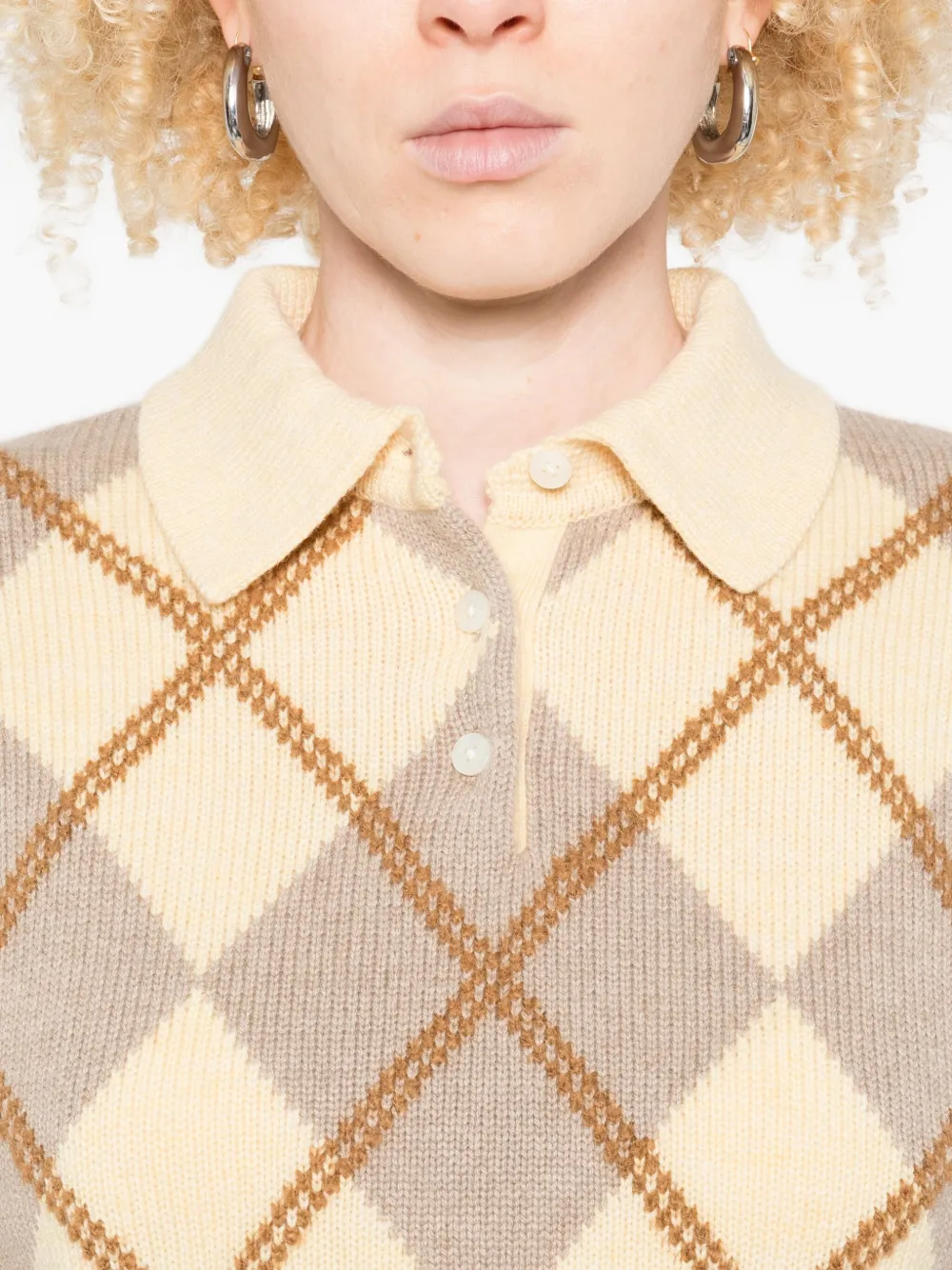Guest In Residence Argyle Polo Knit In Neutral