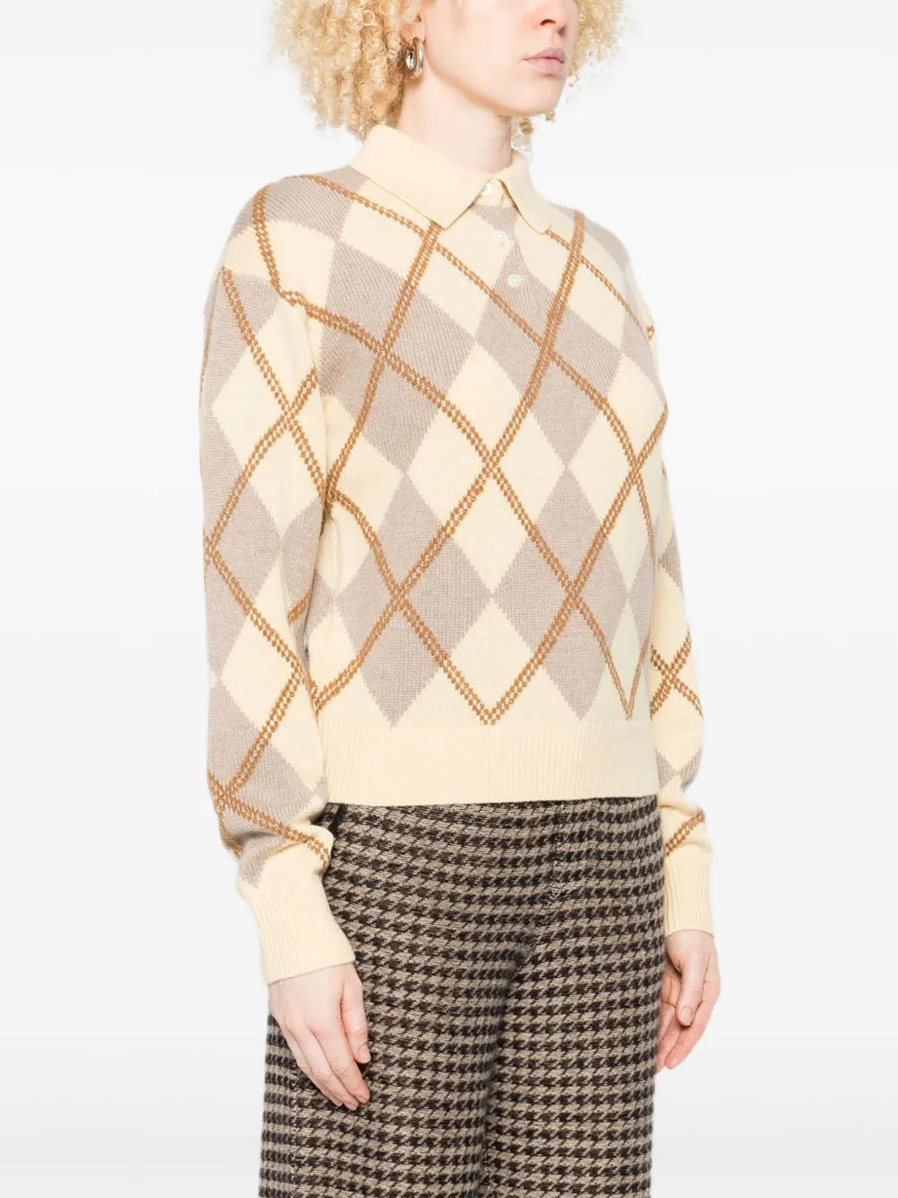 Guest In Residence Argyle Polo Knit In Neutral