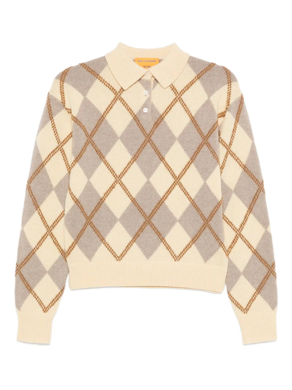 Guest In Residence Argyle Polo Knit In Neutral