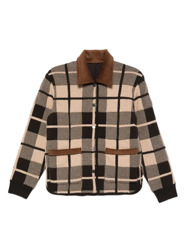 Guest In Residence Plaid Quilted Shirt Jacket in Brown