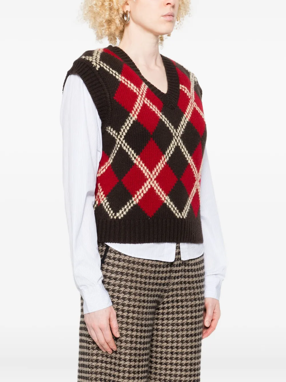 Guest In Residence Argyle Sleeveless Vest In Multi