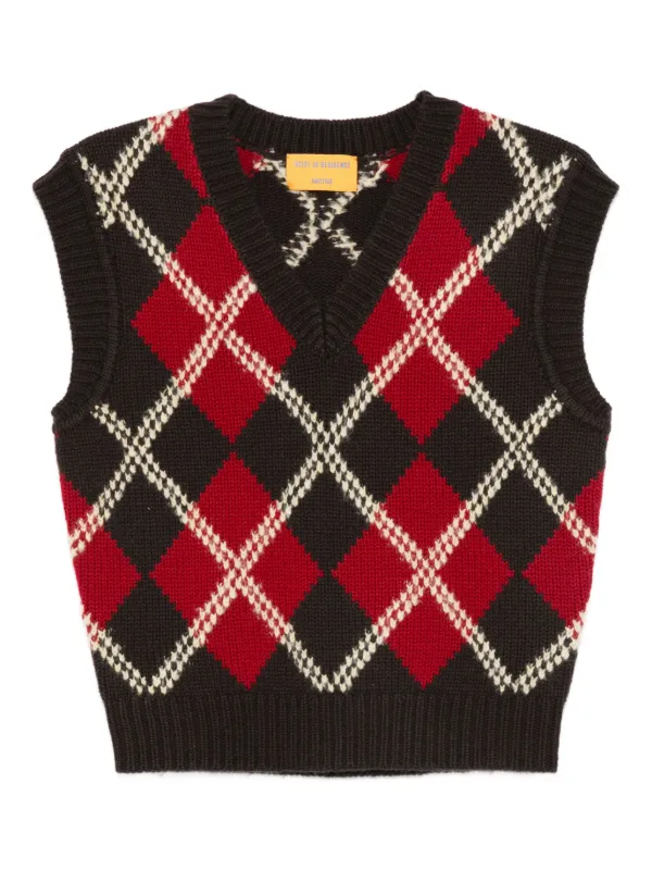 Guest In Residence Argyle Sleeveless Vest in Brown