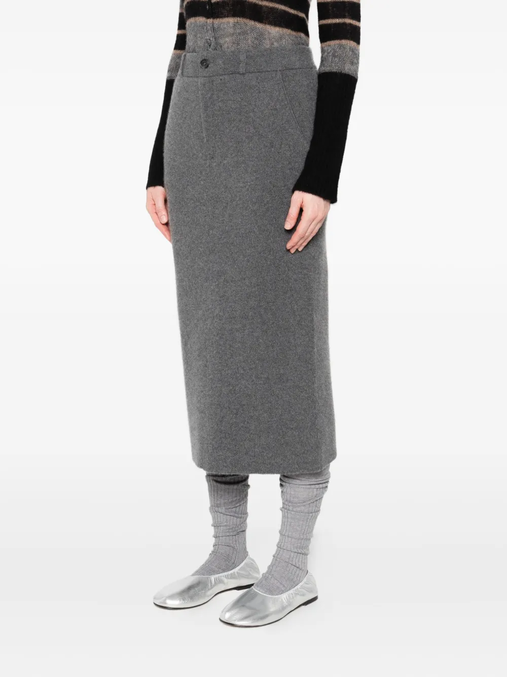 Guest In Residence Fijngebreide kokerrok Grijs