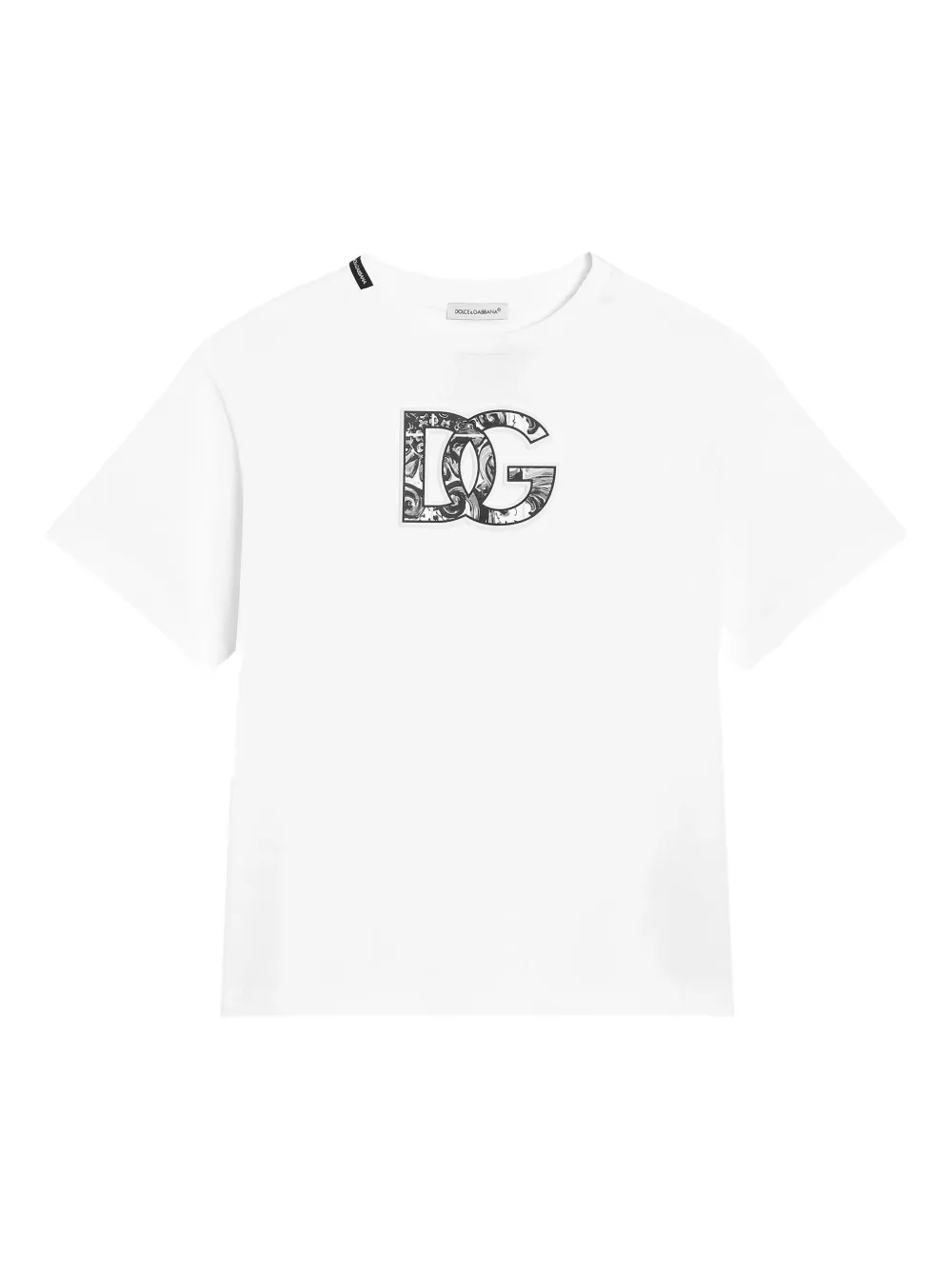 Dolce & Gabbana Short-sleeved T-shirt With Embossed Dg Majolica-print Logo In White