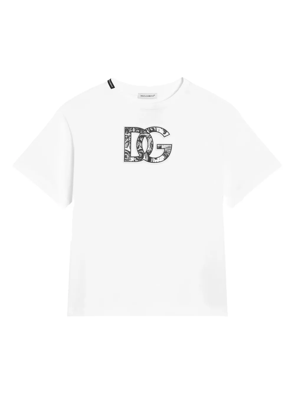 Dolce & Gabbana Short-sleeved T-shirt With Embossed Dg Majolica-print Logo In White