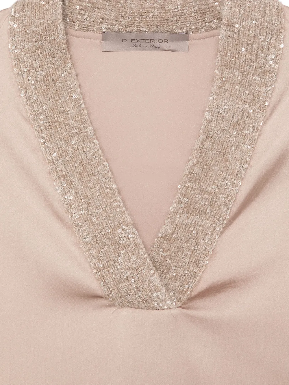 D Exterior Sequin-embellished Blouse In Neutral