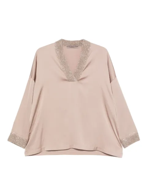 D.Exterior sequin-embellished blouse