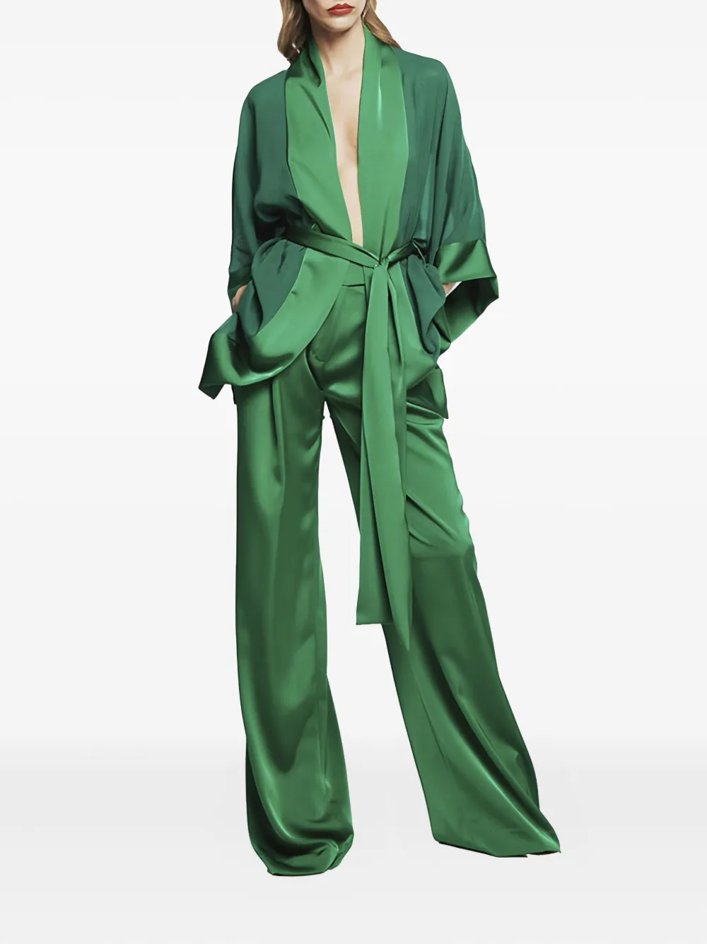 Alessandro Legora Satin-panelled Coordinated Set In Green