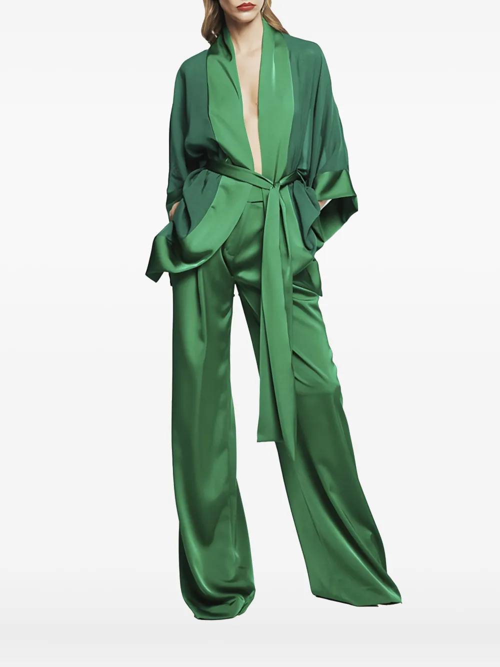 Alessandro Legora Satin-panelled Coordinated Set In Green