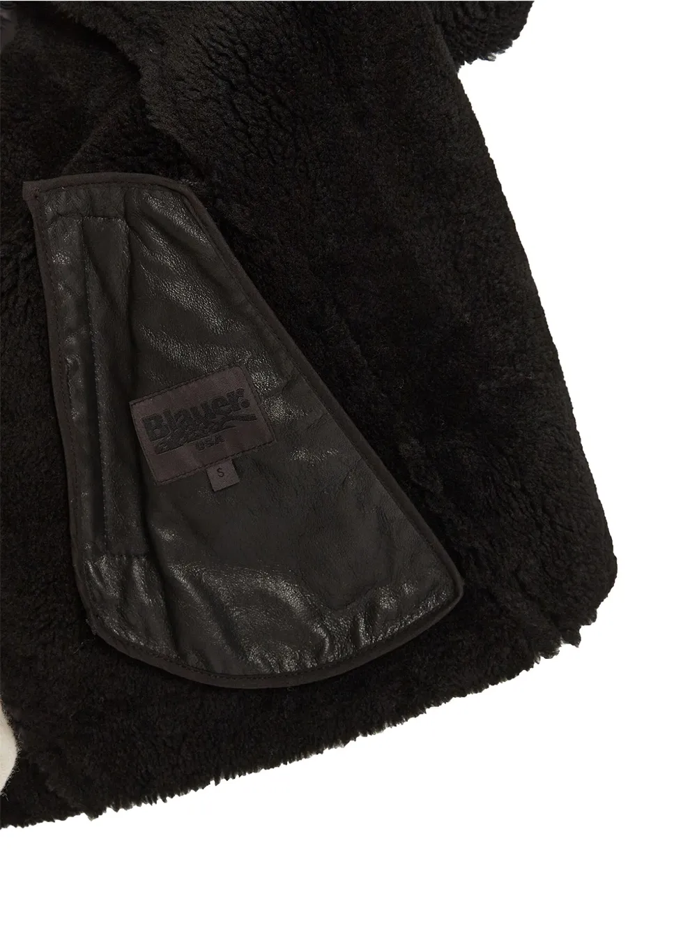 Blauer shearling-panelled puffer jacket Zwart