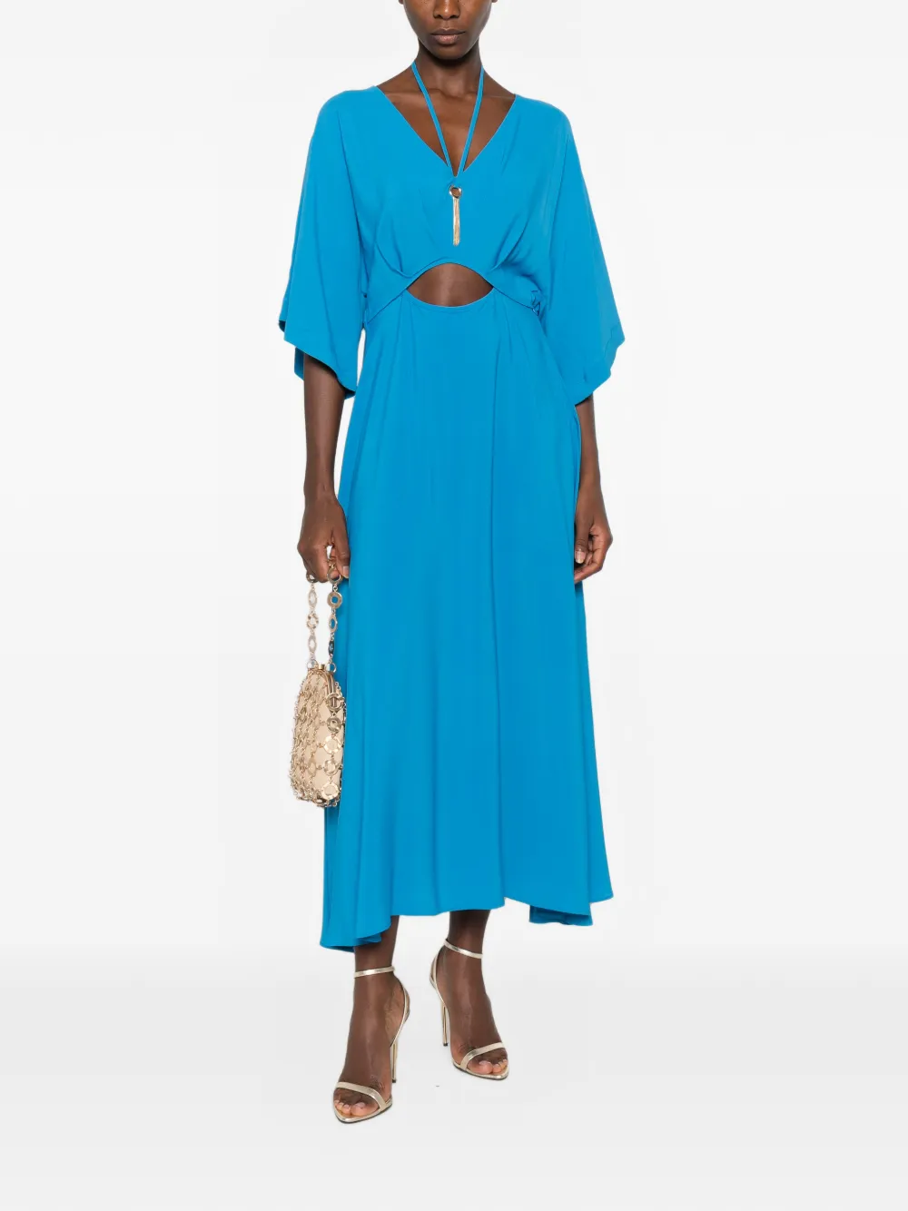 SIMONA CORSELLINI Midi-jurk met uitgesneden details Blauw