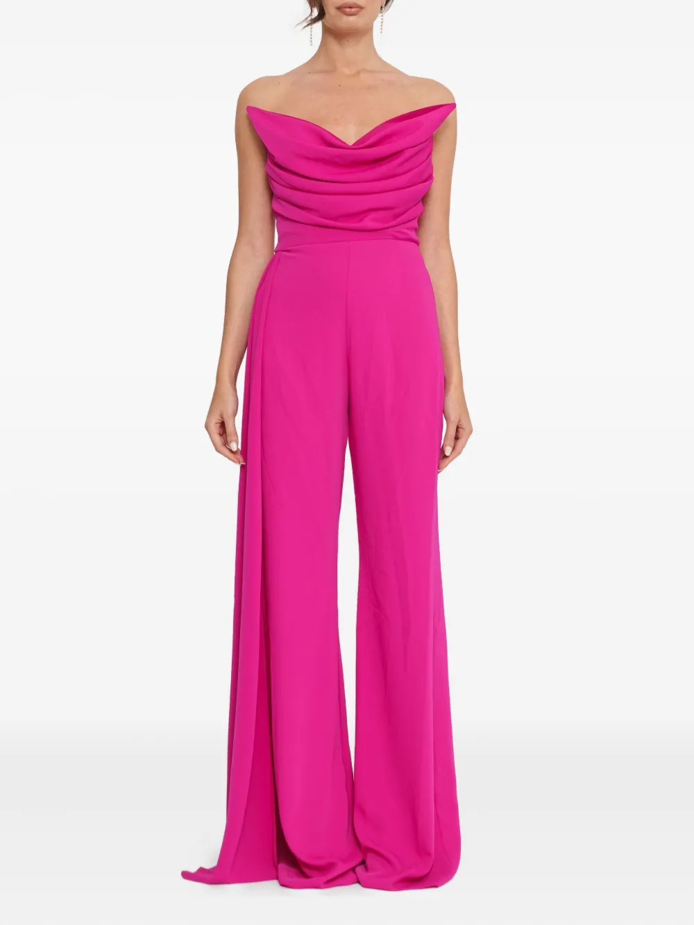 FOREVER UNIQUE cowl-neck draped jumpsuit - Roze