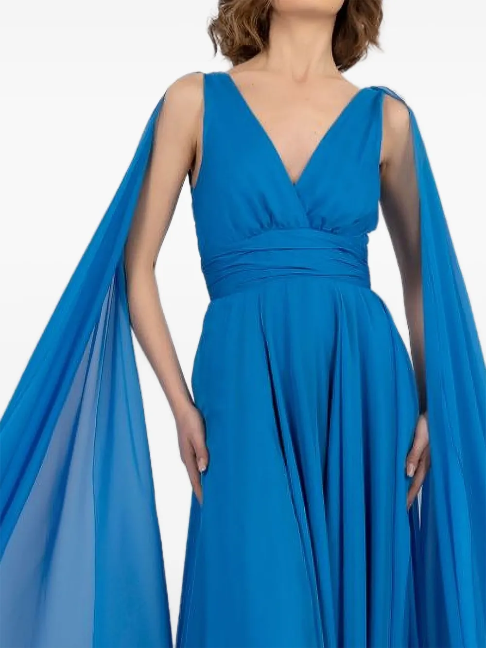  Alessandro Legora V-neck Overlay Maxi Dress - Blue 