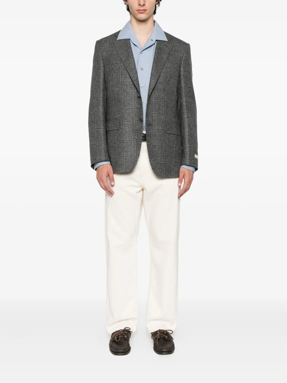 Canali Geruite blazer met twee knopen Grijs
