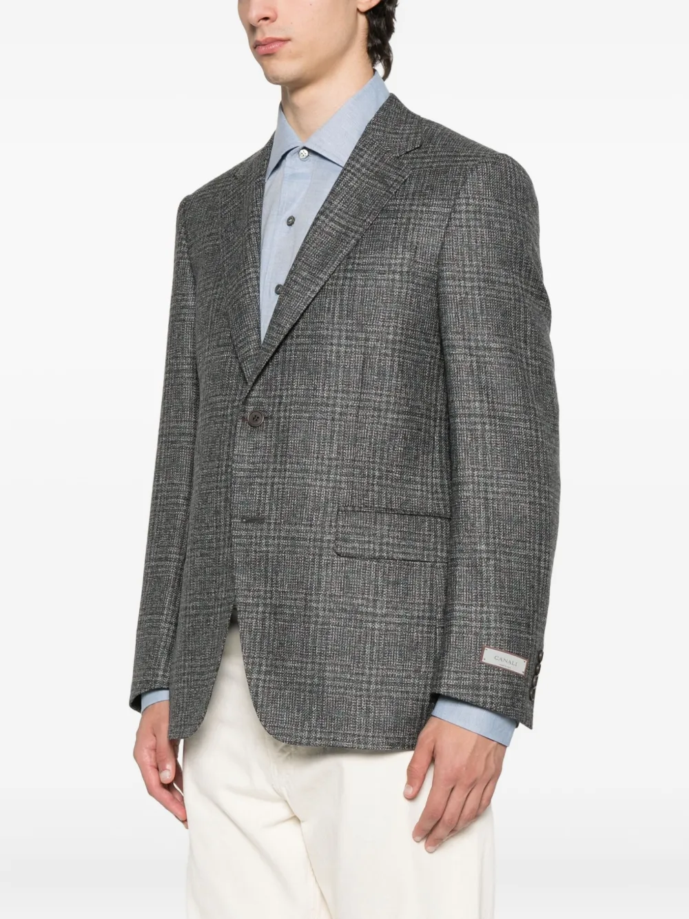 Canali Geruite blazer met twee knopen Grijs