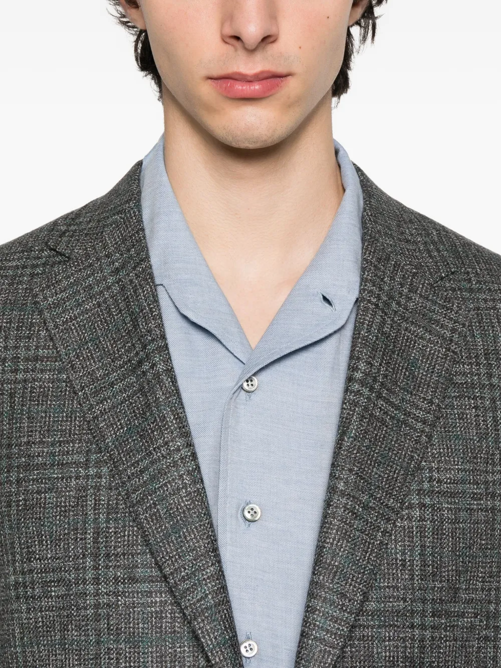 Canali Geruite blazer met twee knopen Grijs