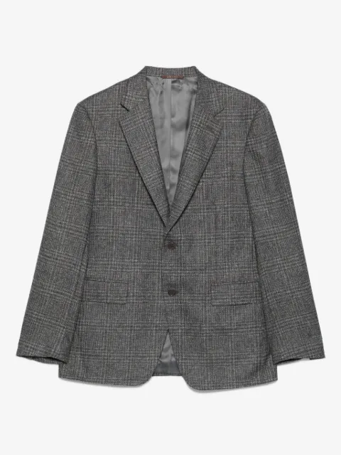 Canali 格纹双扣西装夹克