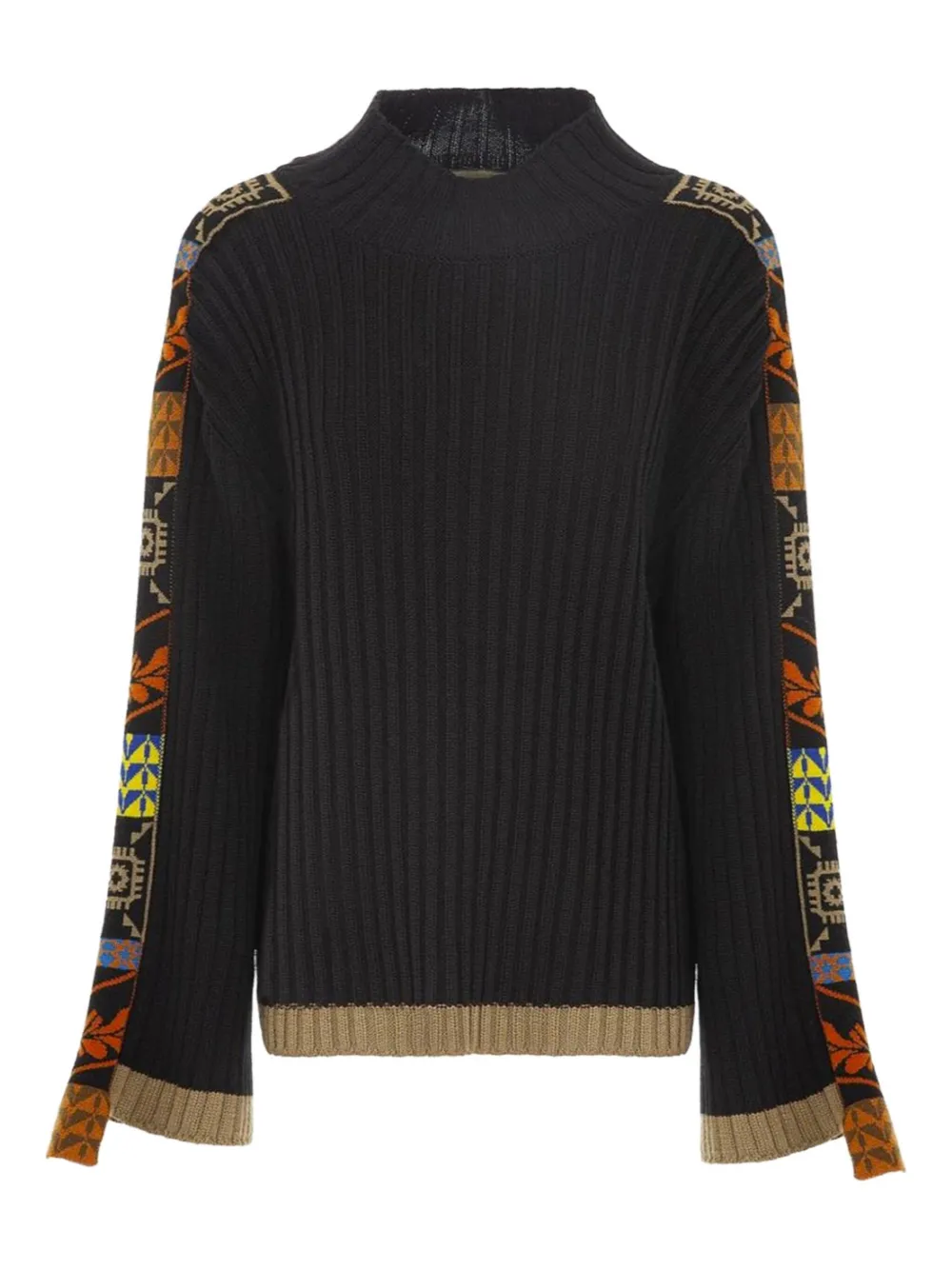 Akep ribbed-knit patterned-sleeve sweater | Black | Image 1