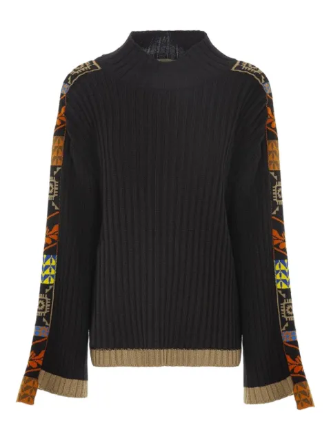 Akep ribbed-knit patterned-sleeve sweater