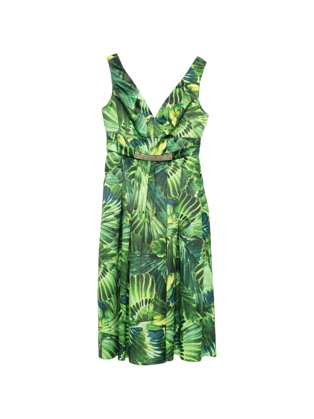 ALESSANDRO LEGORA tropical-print crystal-embellished midi dress