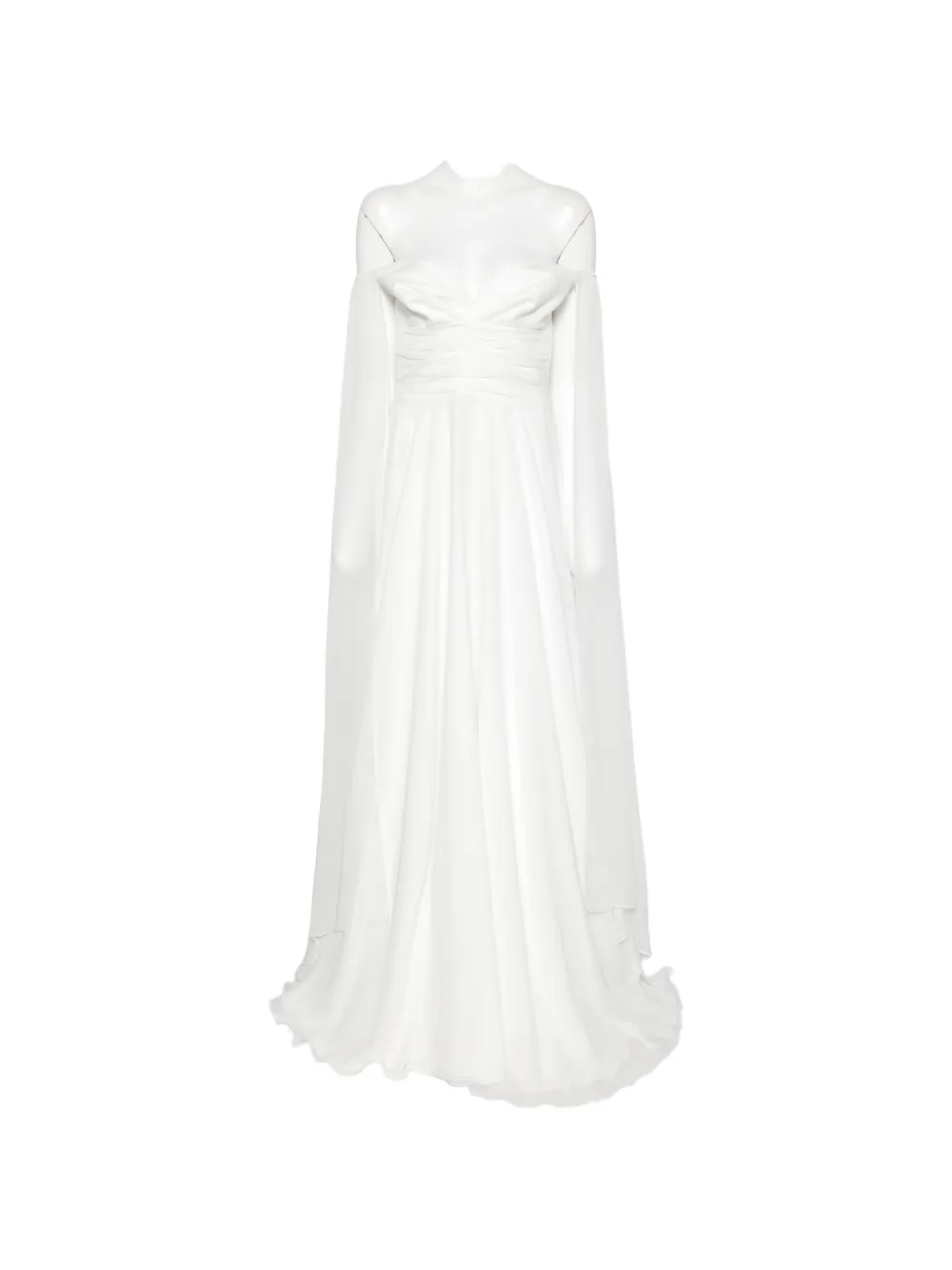 ALESSANDRO LEGORA off-shoulder ruched-bodice maxi dress - Weiß