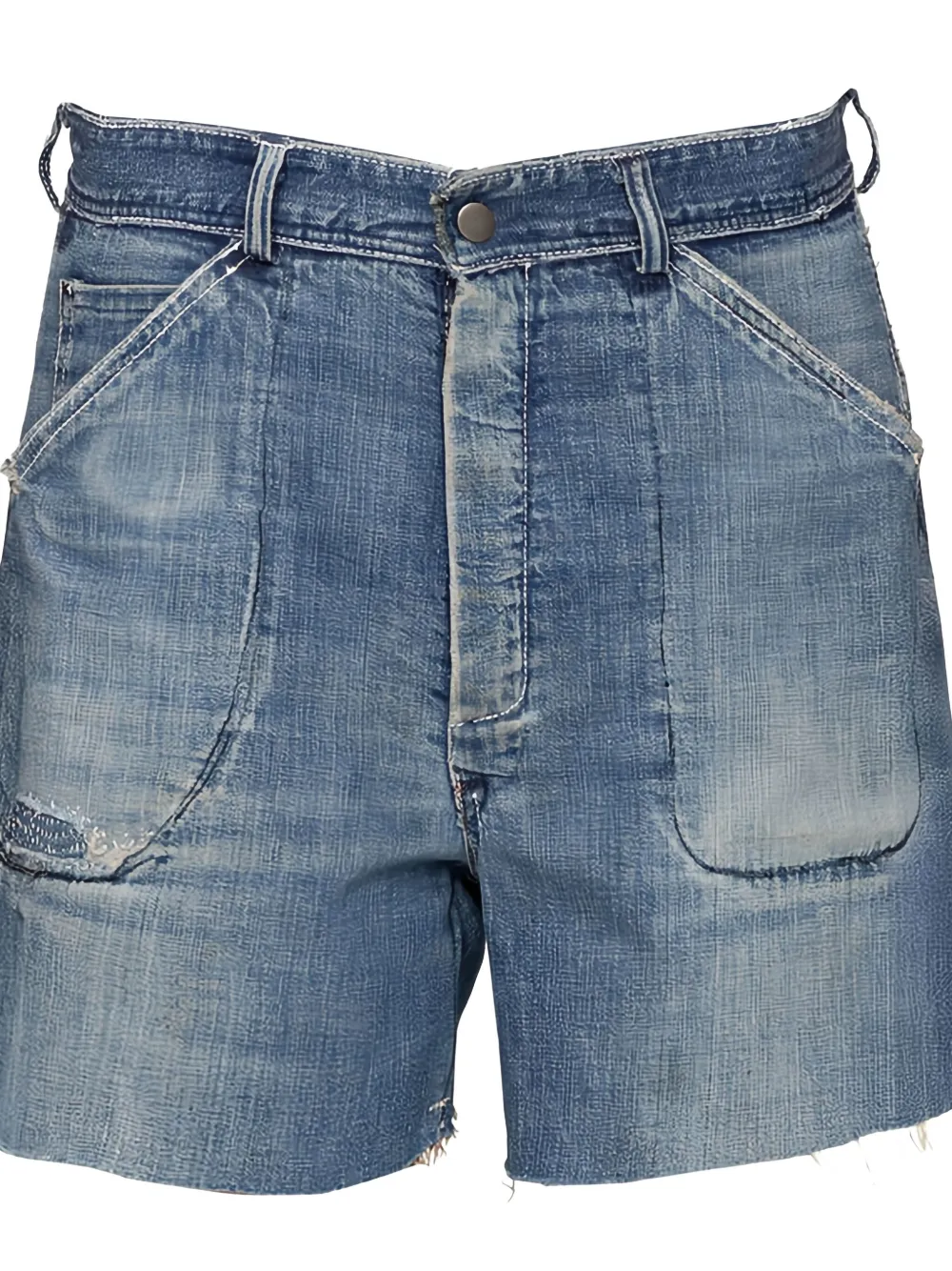 Sea Frayed Pocket Denim Shorts In Blue