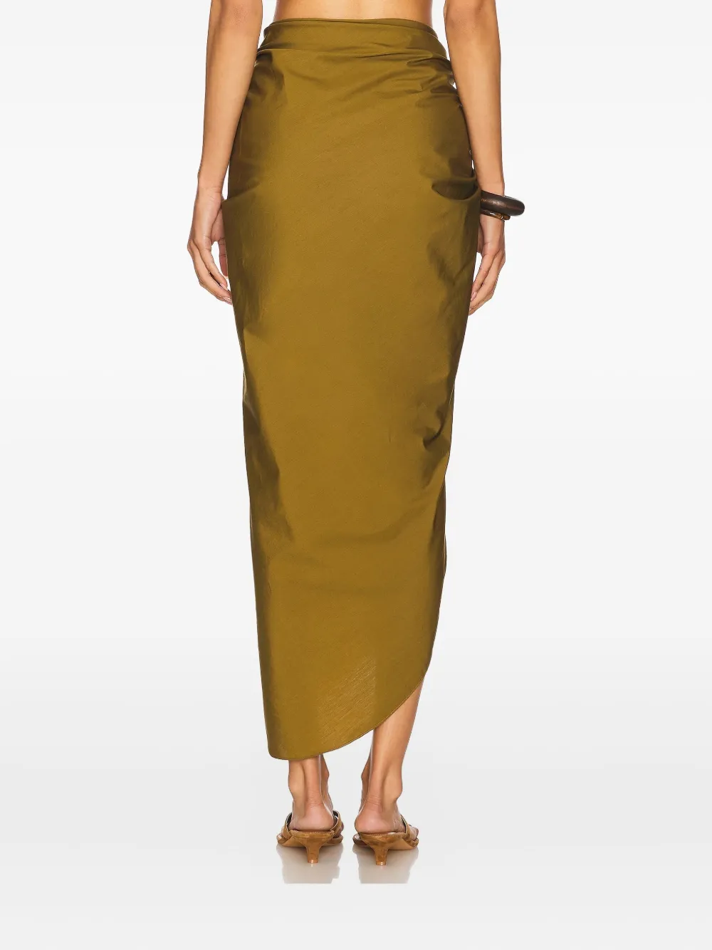 A.l.c . Rhodes Cotton Pleated Waist Asymmetric Skirt In Green