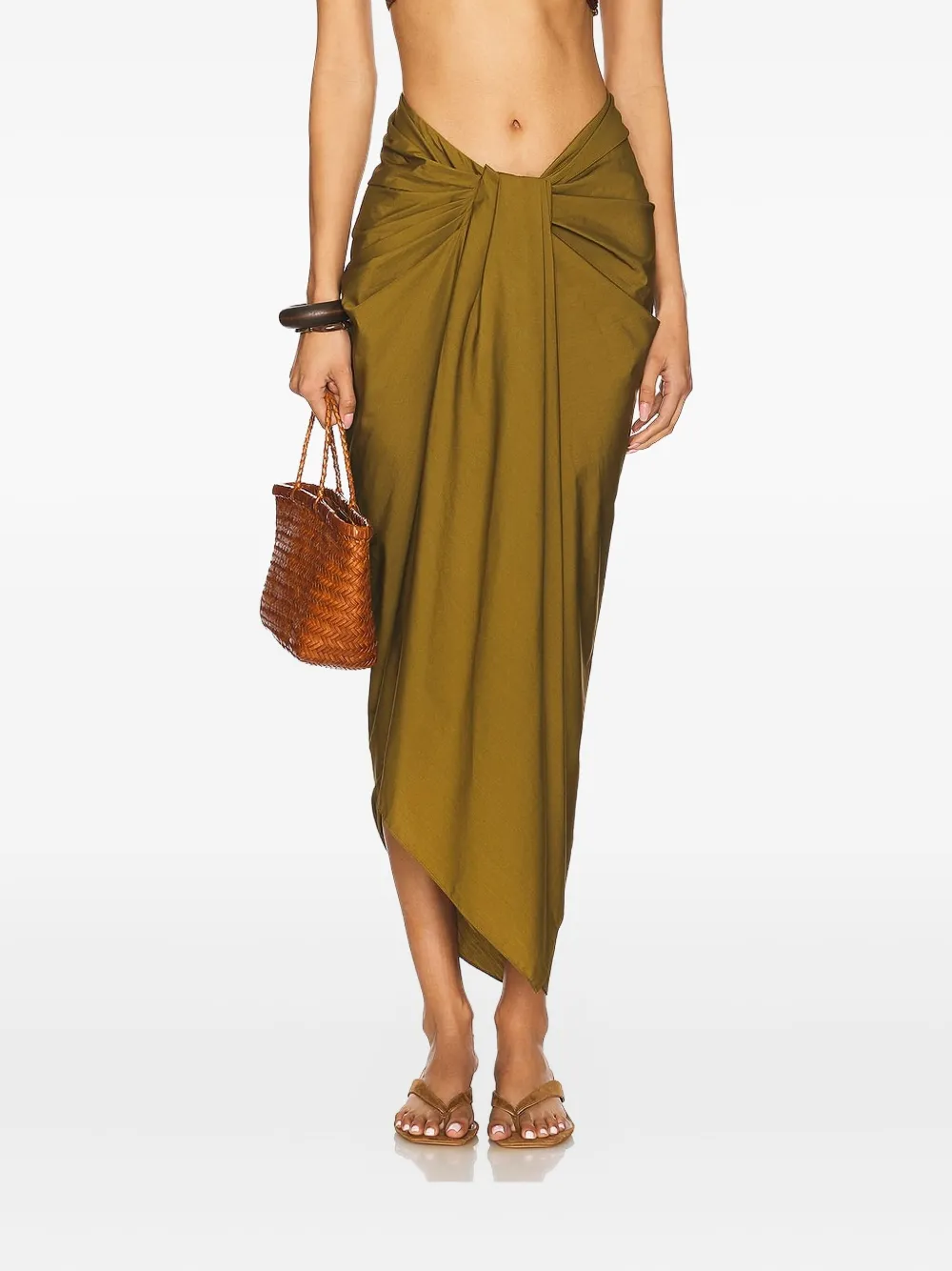 A.l.c . Rhodes Cotton Pleated Waist Asymmetric Skirt In Green