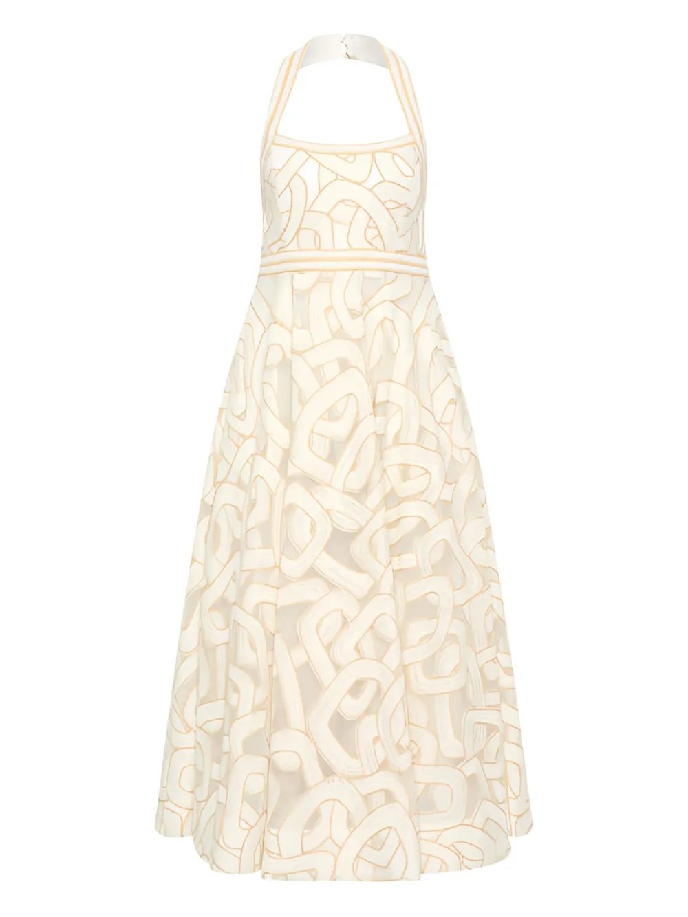 Rebecca Vallance Irena halter-neck embroidered-pattern midi dress | Neutrals | Image 1