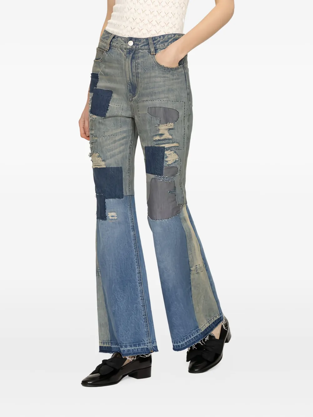 Sea Spencer Mended jeans met patchwork - Blauw