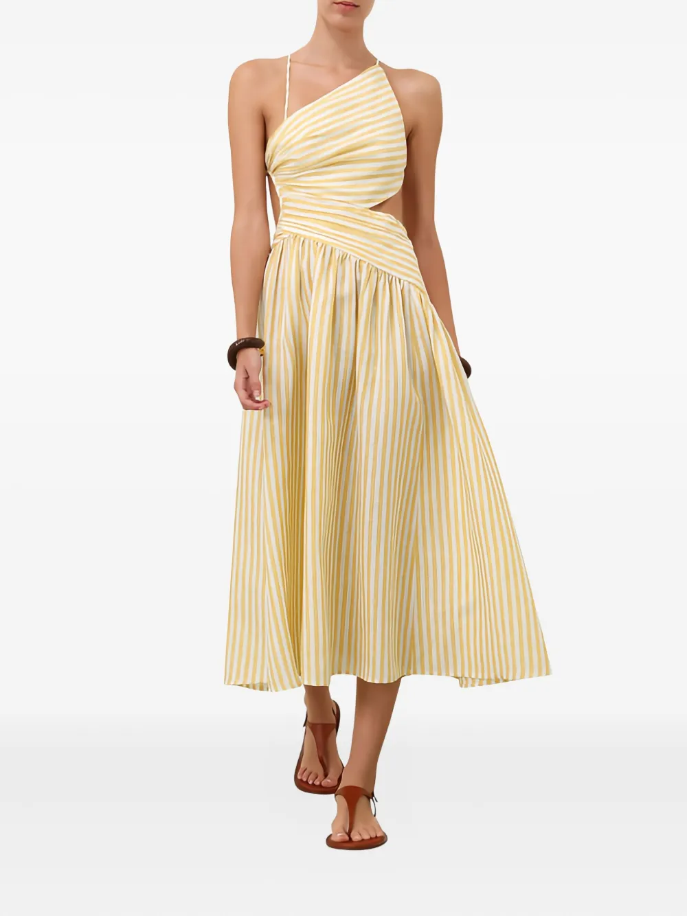 ZIMMERMANN Cascadian gestreepte midi-jurk - Geel