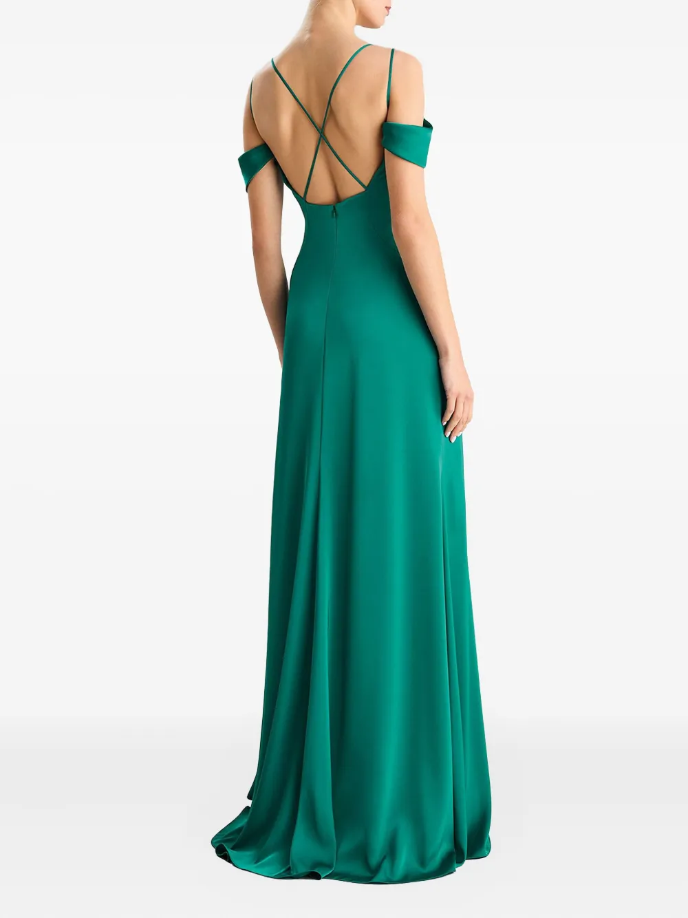 Vera Wang cross-back split gown Groen