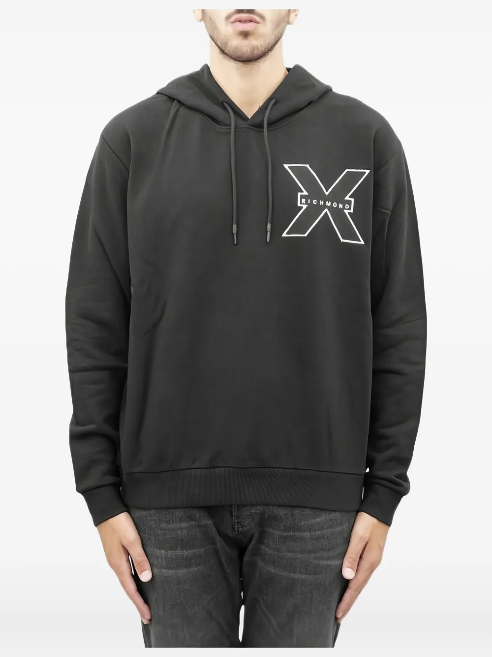 John Richmond Hoodie met X-logo Zwart