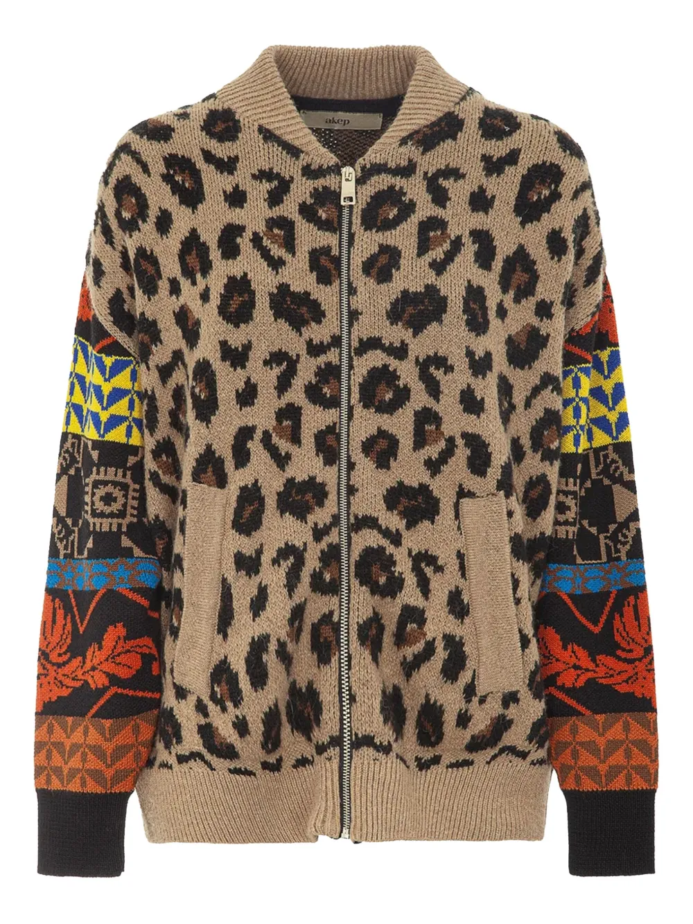 Akep leopard-print patterned knit cardigan | Neutrals | Image 1