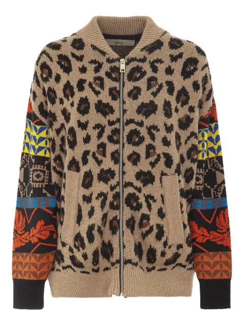 Akep leopard-print patterned knit cardigan