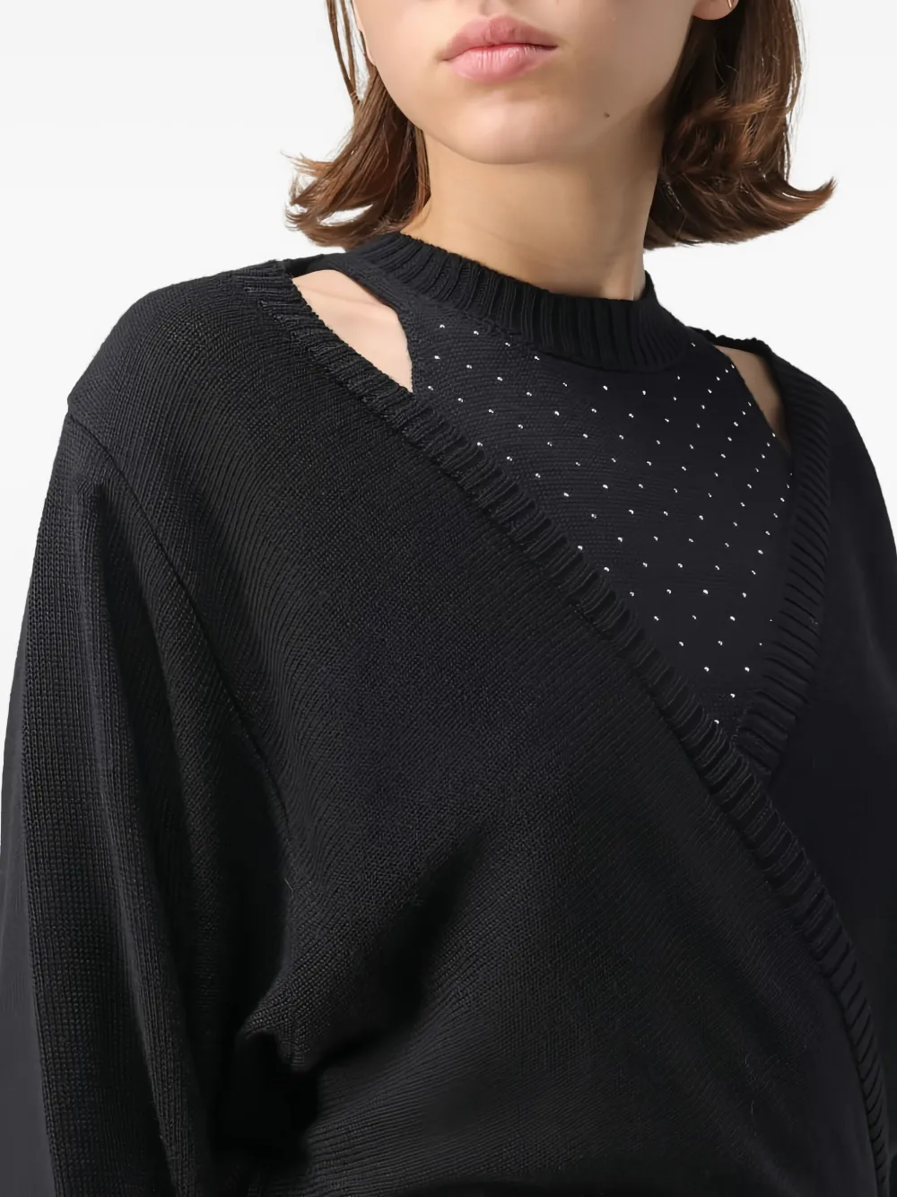 Simona Corsellini Cut-out Embellished Sweater In Black