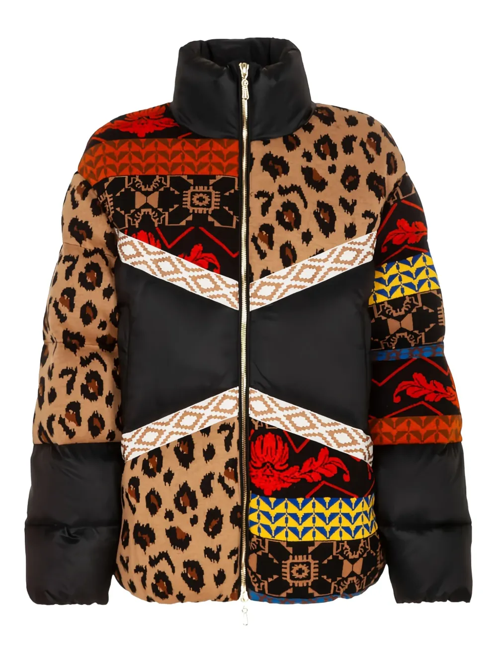 Akep Patchwork Leopard Print Jacket In Black