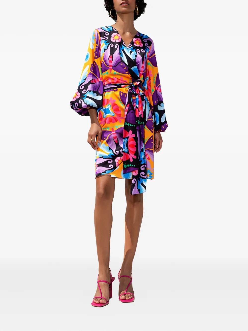 TWINSET balloon-sleeve wrap dress Paars
