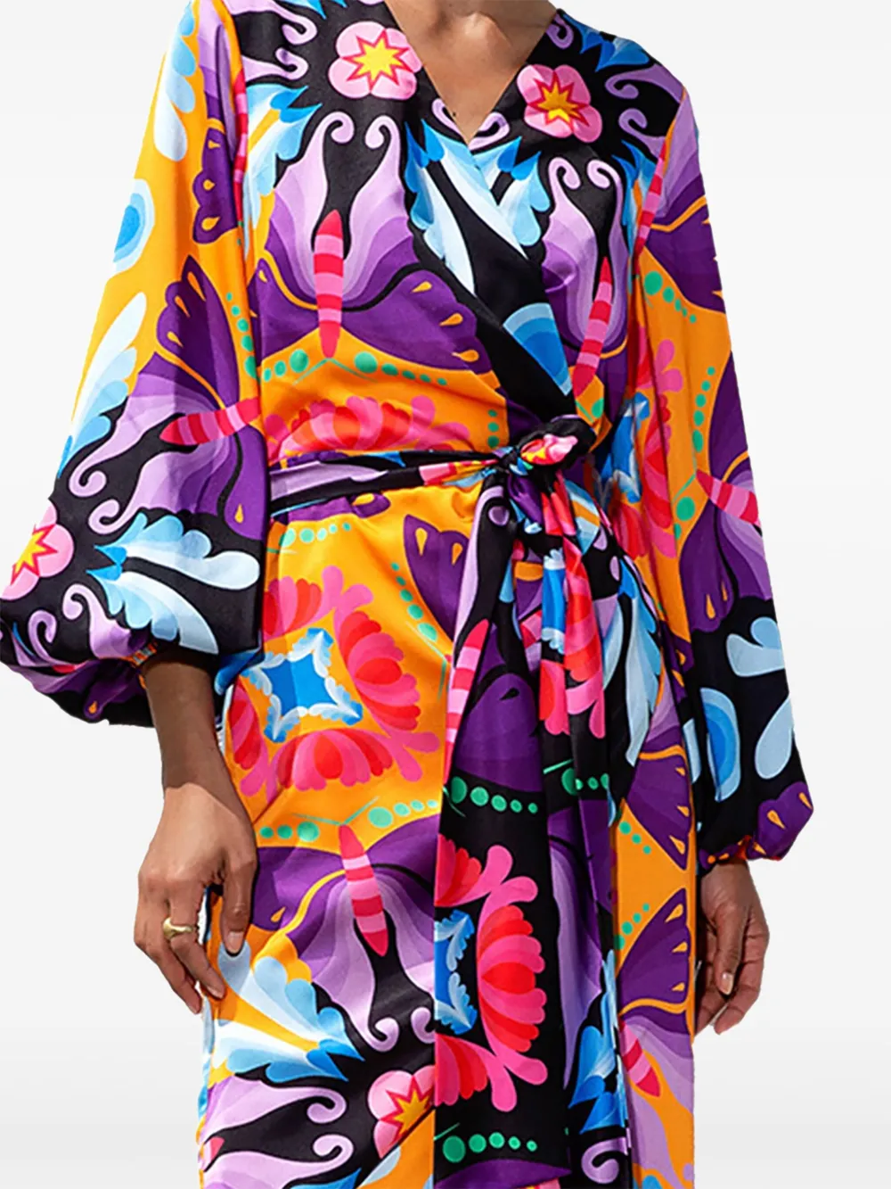 TWINSET balloon-sleeve wrap dress - Paars