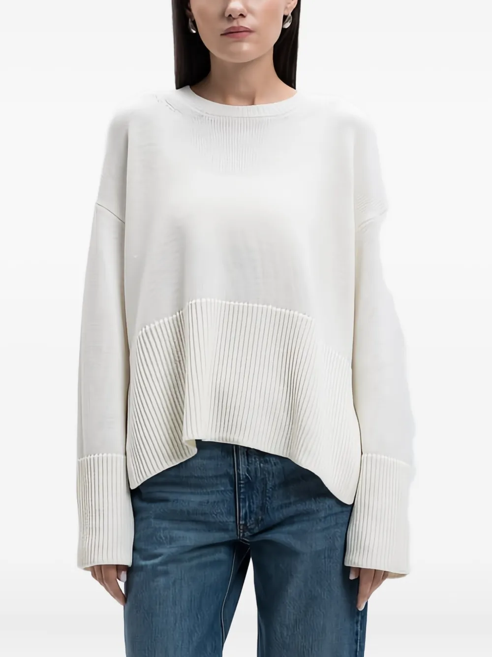 Dondup Ribbed-hem Sweater In White