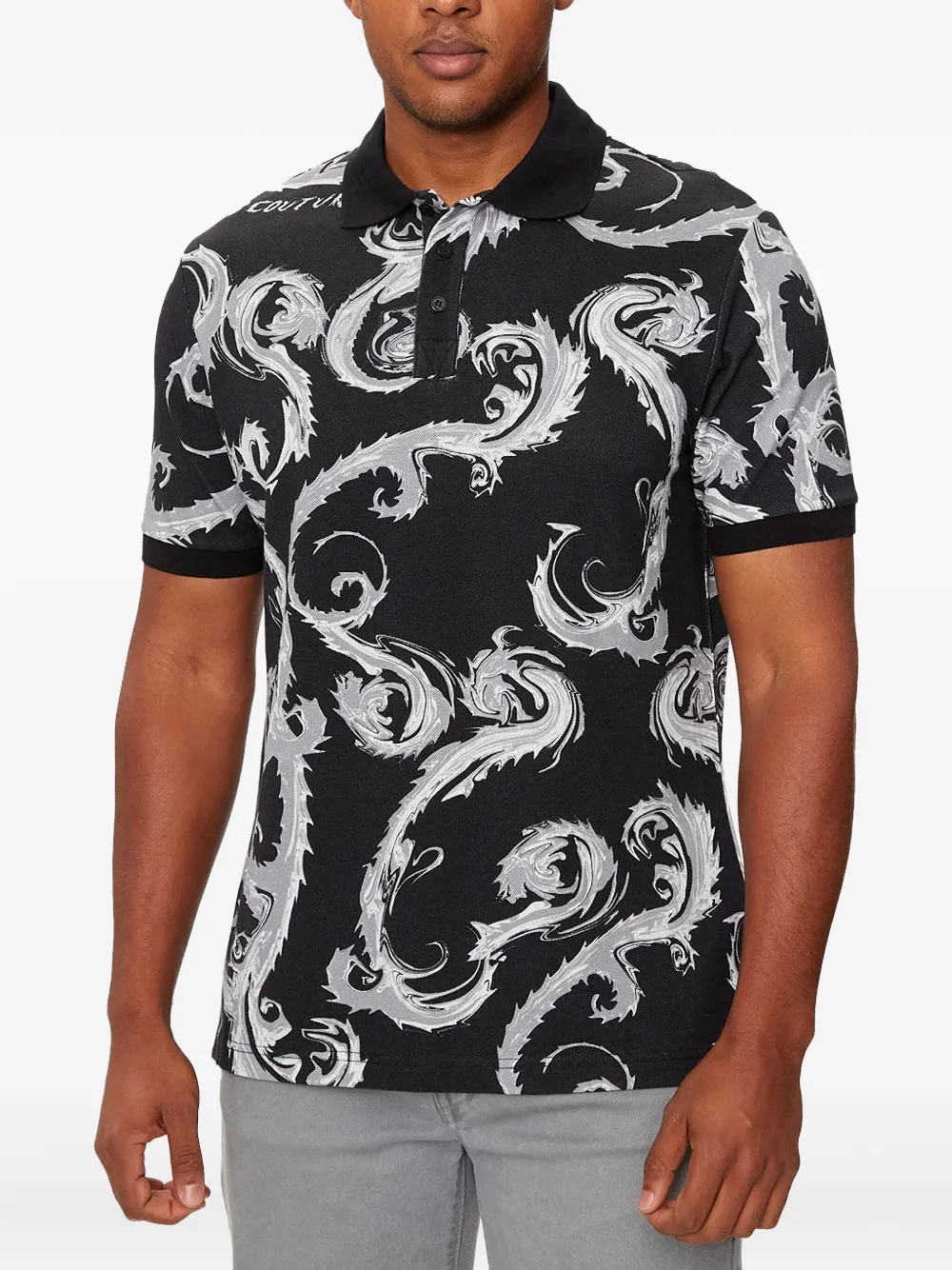 Versace Jeans Couture Poloshirt met barokprint Zwart