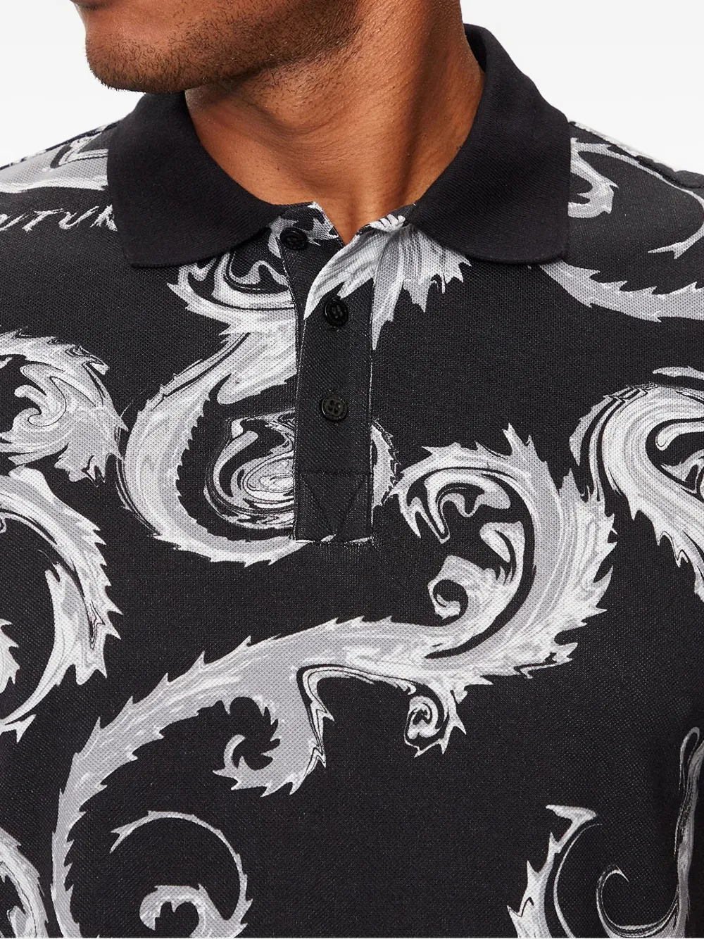 Versace Jeans Couture Poloshirt met barokprint Zwart