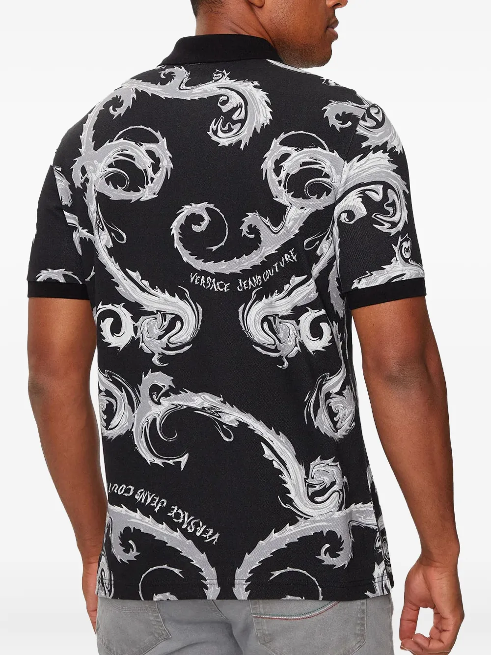 Versace Jeans Couture Poloshirt met barokprint Zwart