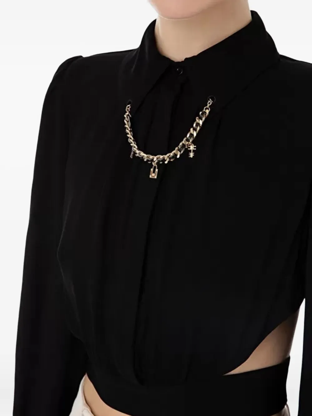 Elisabetta Franchi chain-embellished open-back top Zwart