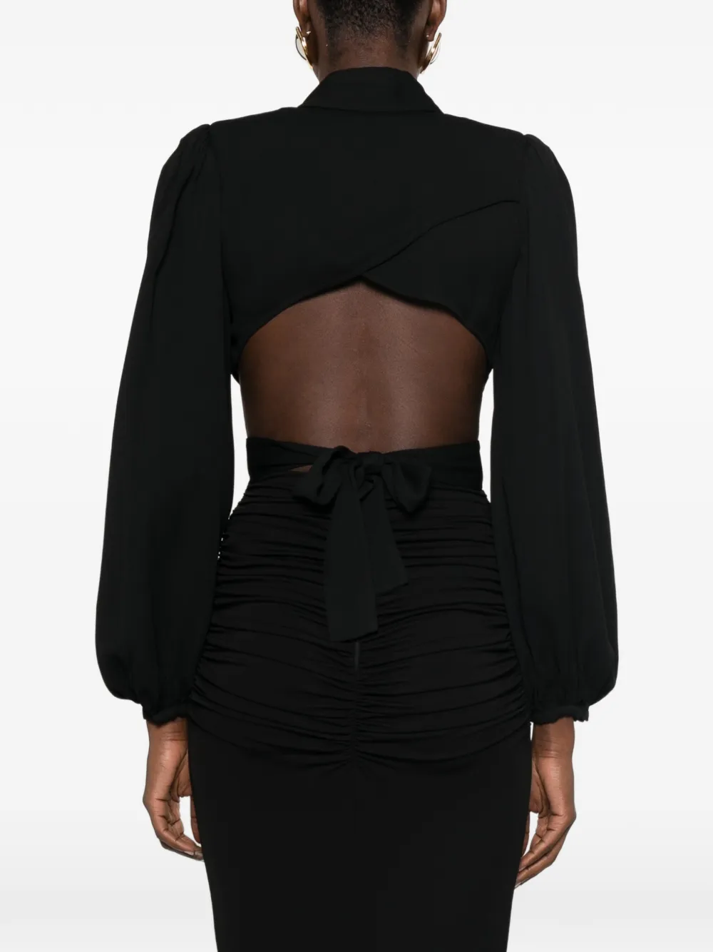 Elisabetta Franchi Top met open rug en ketting Zwart
