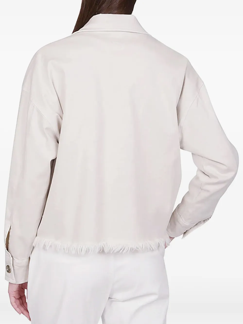 Eleventy frayed-hem pocket shirt Beige